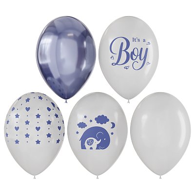 Воздушные шары, 10шт., М12/30см, MESHU «It's boy», пастель, ассорти