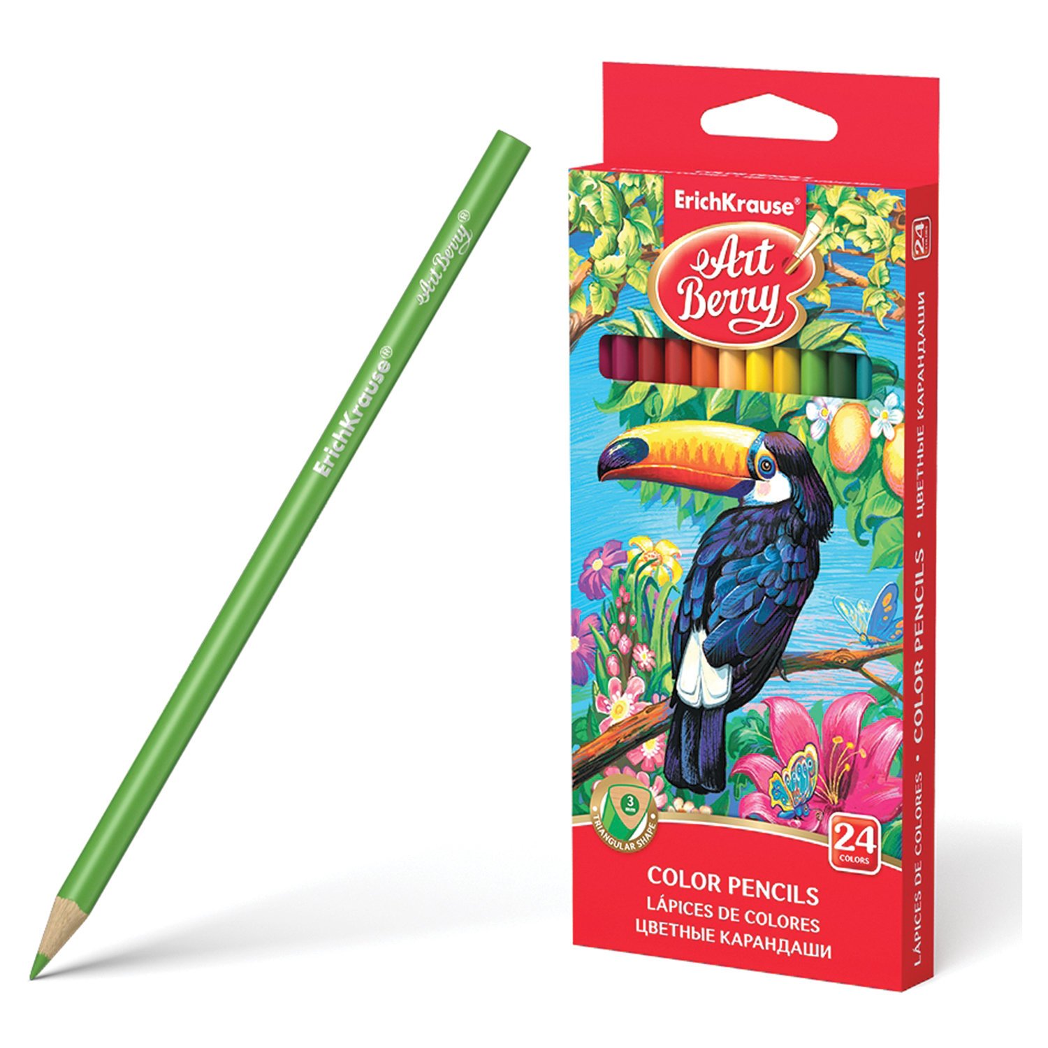 превью Карандаши цветные ERICH KRAUSE «Artberry», 24 цвета, трехгранные, заточенные, европодвес