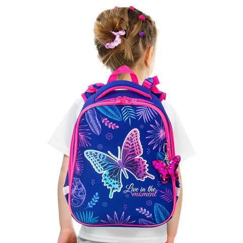Ранец BRAUBERG PREMIUM2 отделенияс брелкомBeautiful butterfly38×29х16 см229901