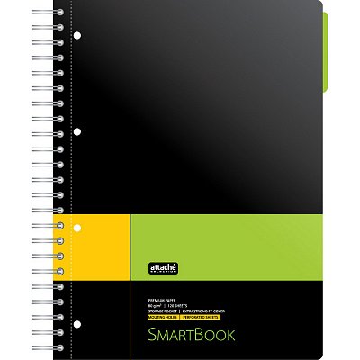 Бизнес-тетрадь SMARTBOOK (А4, 120л, клетка, спираль, разд, карман, жел-зеленый)