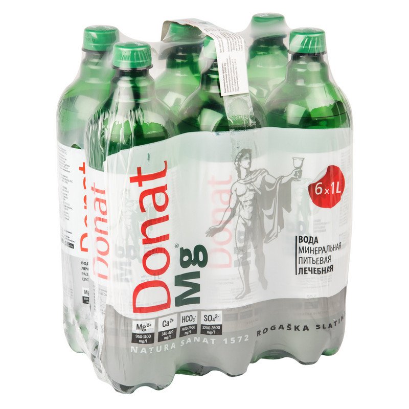 Вода минеральная Donat Mg газированная 1 л (6 штук в упаковке)