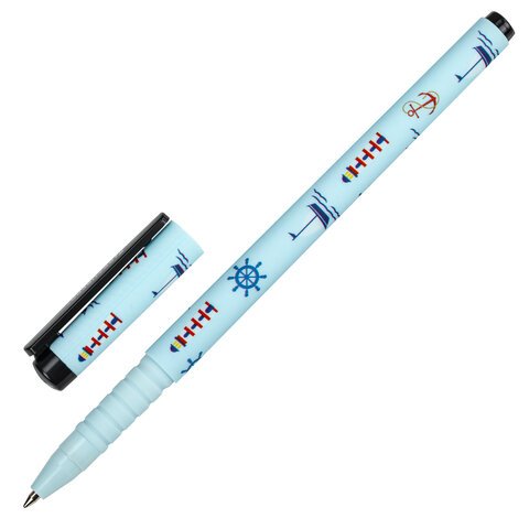 превью Ручка шариковая BRAUBERG SOFT TOUCH GRIP «NAVY», СИНЯЯ, мягкое покрытие, узел 0.7 мм