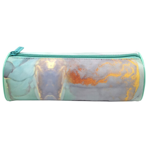 Пенал-тубус BRAUBERG, с эффектом Soft Touch, мягкий, «Mint marble», 22×8 см