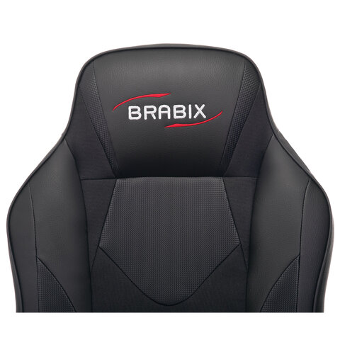 Кресло компьютерное BRABIX «Game GM-017», экокожа/ткань, черное, 532641