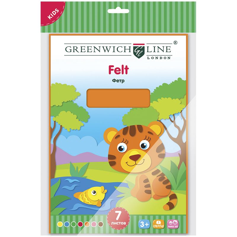 превью Цветной фетр Greenwich Line, А4, 7л., 7цв., в пакете с европодвесом