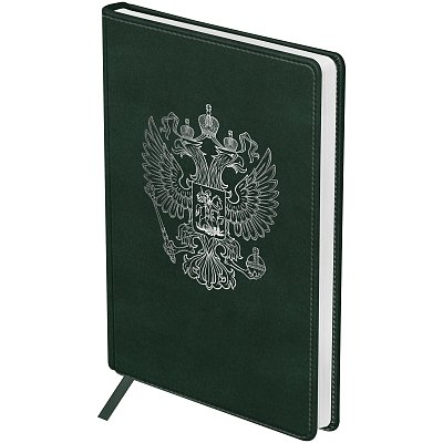 Ежедневник недатированный, А5, 160л., твердый переплет, кожзам, BG «Орел» зеленый