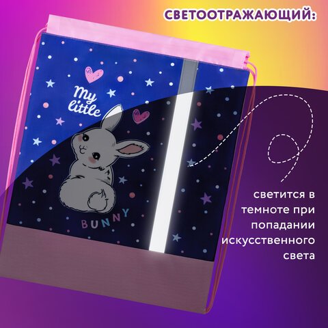Мешок для обуви ЮНЛАНДИЯ, плотный, светоотражающая полоса, 46×36 см, «Fluffy tail»