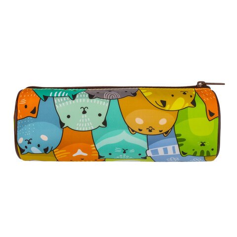 Пенал-тубус BRAUBERG, с эффектом Soft Touch, мягкий, «Cats», 22×8 см, 229008