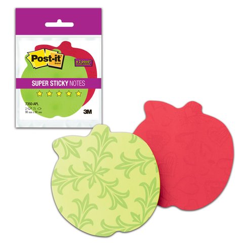 превью Блоки самоклеящиеся (стикеры) POST-IT Super Sticky, комплект 2 шт., «Яблоко», 75 л., красные/зеленые