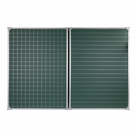 Доска для мела магнитная 3-х элементная (100×150/300 см), ДОПОЛНИТЕЛЬНАЯ ЛИНИЯ/КЛЕТКА, зеленая, BRAUBERG