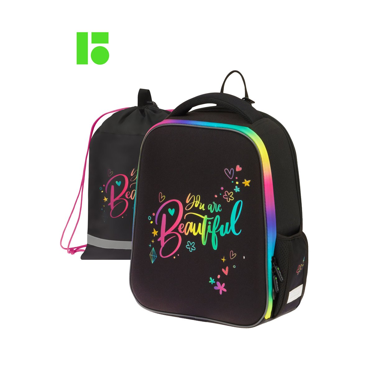 Ранец Berlingo Expert Mini «So beautiful» 36×27×14см, 2 отделения, 2 кармана, анатомическая спинка, мешок для обуви