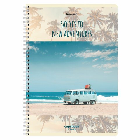 Тетрадь А4, 96 л., BRAUBERG, гребень, клетка, обложка картон, «Adventures»