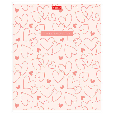 Тетрадь обложка пластик, А5 48 л., скоба, клетка, HATBER, «LOVE IS... » (микс в спайке), 092371