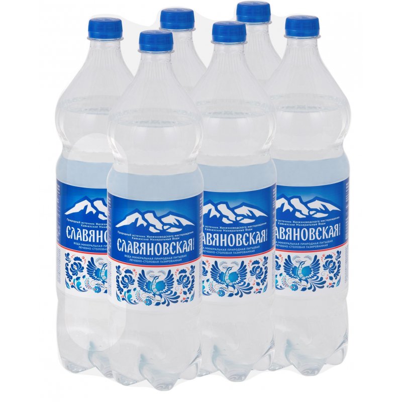 Вода минеральная Славяновская газированная 1.5 л (6 штук в упаковке)