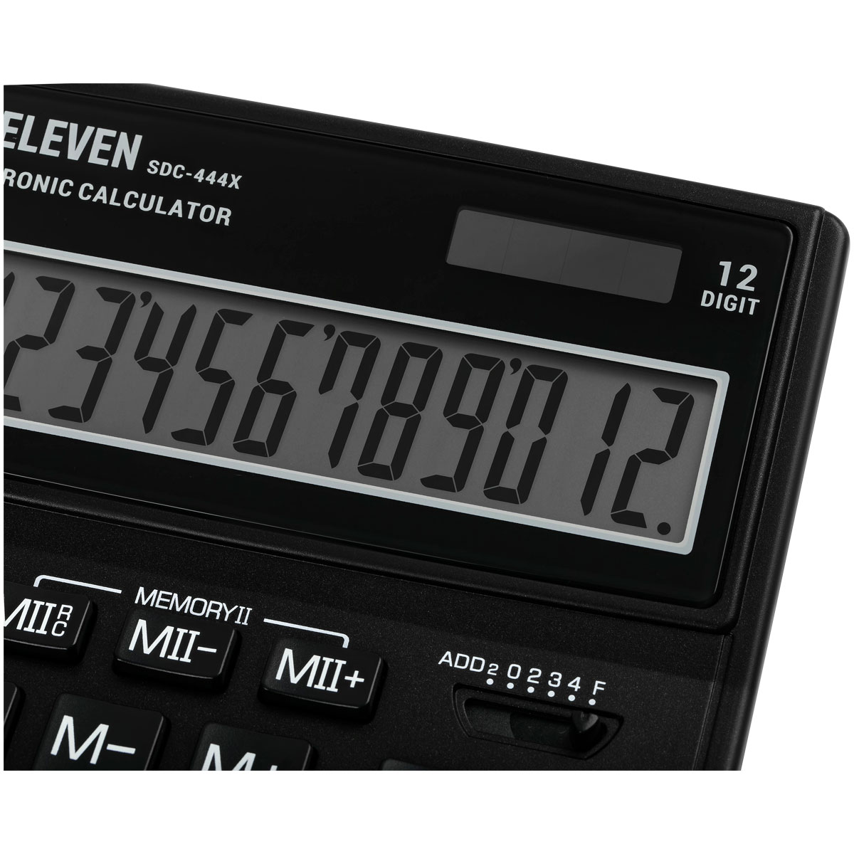 Калькулятор настольный Eleven SDC-444X-BK, 12 разрядов, двойное питание, 155×204×33мм, черный