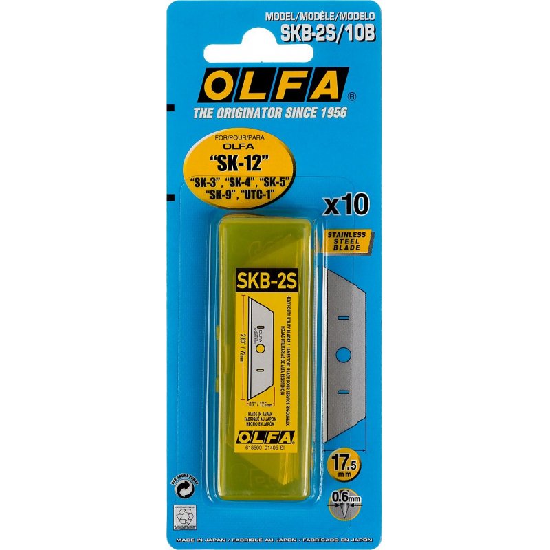 Лезвия сменные для строительных ножей Olfa OL-SKB-2S/10B 17.5 мм трапециевидные (10 штук в упаковке)