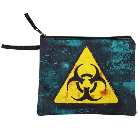 Папка для тетрадей BRAUBERG А5, 1 отделение, полиэстер, на молнии, с ручкой, «Caution»