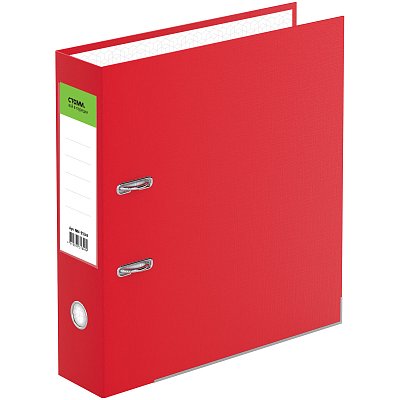 Папка-регистратор СТАММ «Эксперт», 80мм, бумвинил, с карм. на корешке, нижний метал. кант, красная