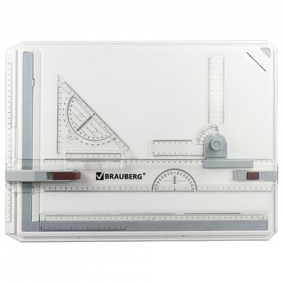 Доска чертежная BRAUBERG А3 (505х370 мм, с рейсшиной, треугольником и чертежным узлом)