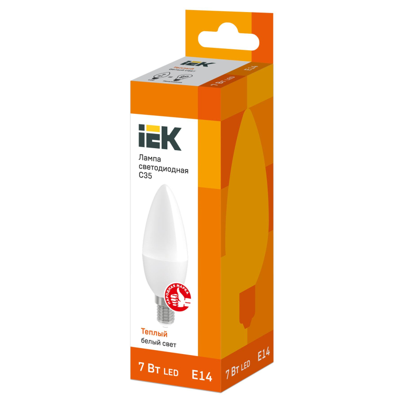 превью Лампа светодиодная IEK ECO C35 LLE-C35-7-230-30-E14 7Вт 3000К E14