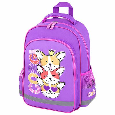 Рюкзак ПИФАГОР SCHOOL, 1 отделение, 3 кармана, «Corgi queen», 38×28×14 см