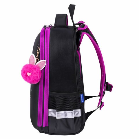 Ранец BRAUBERG SHINY, 2 отделения, с брелоком, «Magic cat», 38×28х14 см