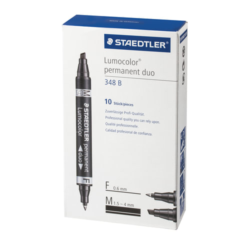 Маркер перманентный STAEDTLER (Штедлер, Германия), двухсторонний, круглый 0.6 мм / скошенный 1.5-4 мм, красный