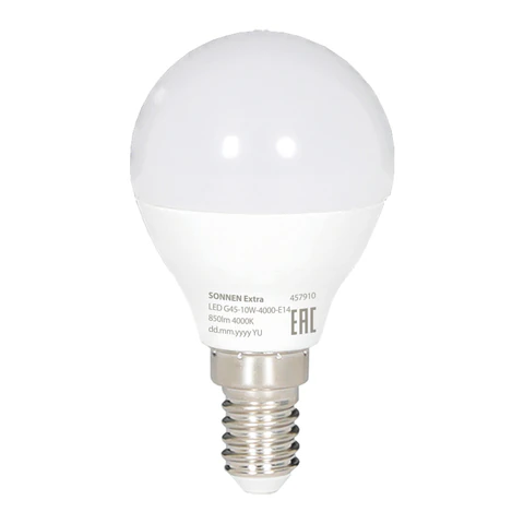 Лампа светодиодная SONNEN EXTRA,10 (85) Вт, E14, шар, нейтральный белый, 30000 ч, LED G45-10W-4000-Е14