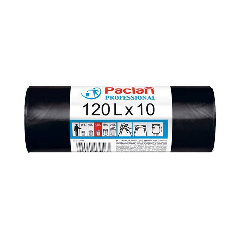 превью Мешки для мусора Paclan Professional 120л 10шт 14мкм НД черный