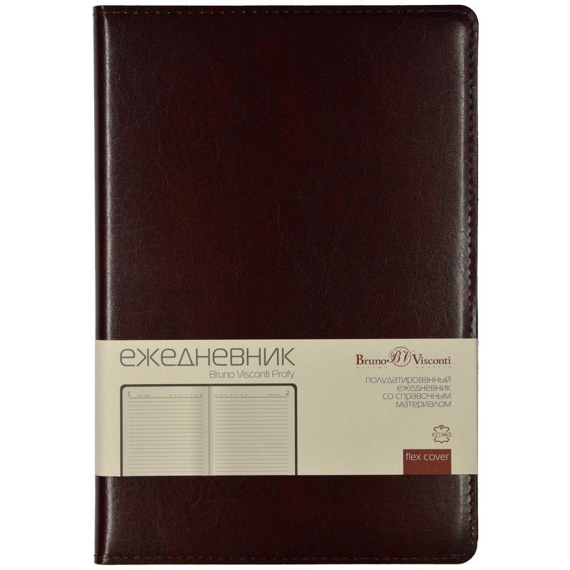 превью Ежедневник полудатированный Bruno Visconti Profy натуральная кожа А5 208 листов коричневый (золотист