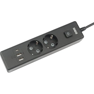 Удлинитель Power Cube, 2р с/з вык.,3USB, 3500 Вт, 16А,1.9 м, 3×1.0 (черный)