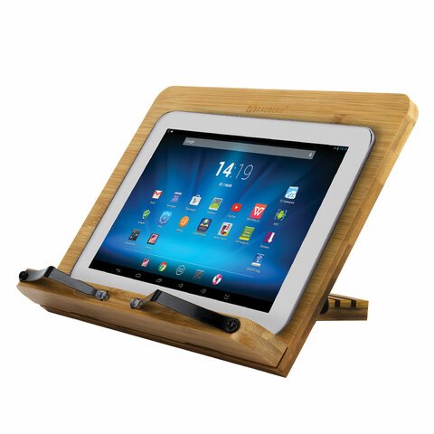 Подставка для книг и планшетов бамбуковая BRAUBERG, 28×20 см, регулируемый угол