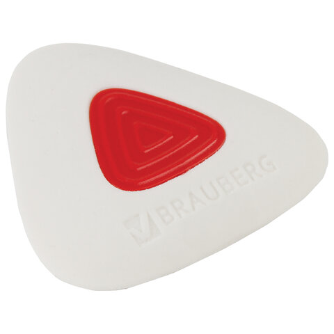 Ластик BRAUBERG «Trios PRO», 36×36*9мм, белый, треугольный, красный пластиковый держатель