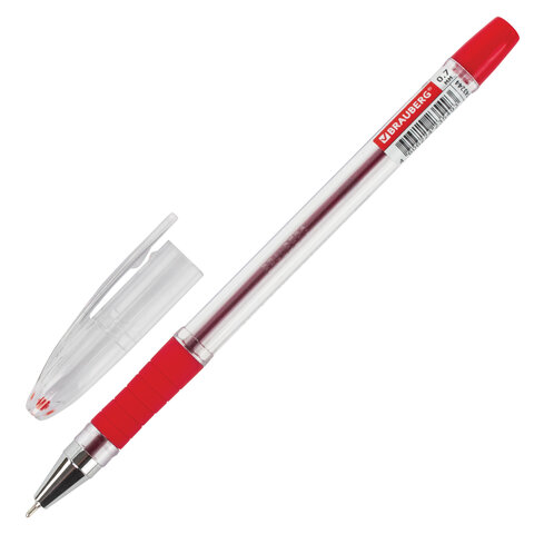 Ручка шариковая масляная с грипом BRAUBERG «Model-XL» ORIGINAL, КРАСНАЯ, узел 0.7 мм, линия письма 0.35 мм, 143244