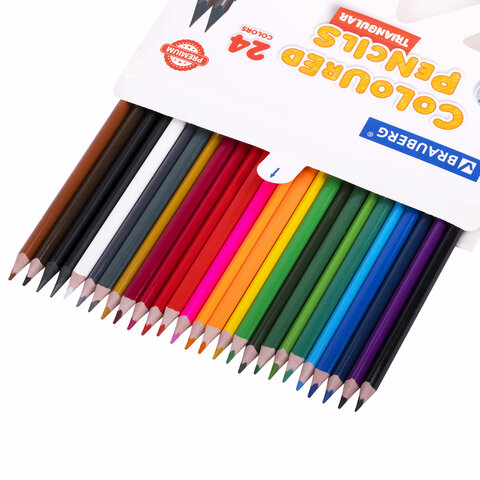 Карандаши цветные пластиковые, BRAUBERG PREMIUM 24 цвета + 2 чернографитных карандаша
