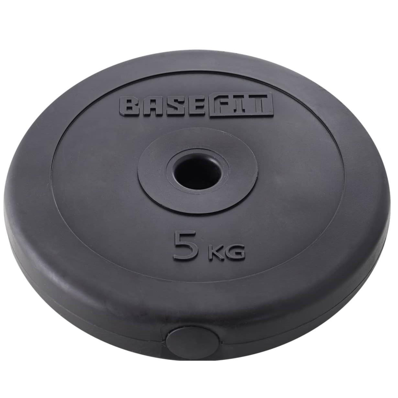 Диск пластиковый BASEFIT BB-203 5 кг, d=26 мм, черный, УТ-00019755