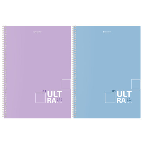 превью Тетрадь А4, 96 л., BRAUBERG, гребень, клетка, матовая ламинация, «UltraTone» (микс в спайке)