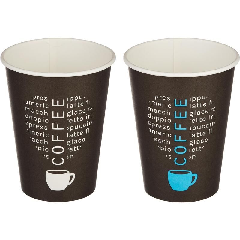 Стакан одноразовый бумажный 300 мл черный 50 штук в упаковке Комус Love Coffee