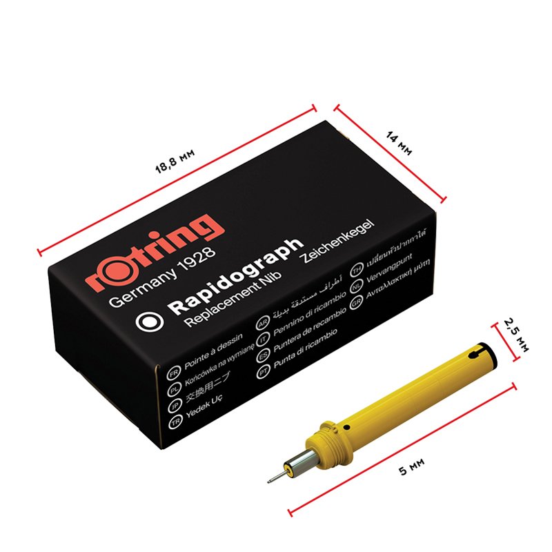 Пишущий элемент для рапидографа Rotring 0.35 мм, картон. упак. 