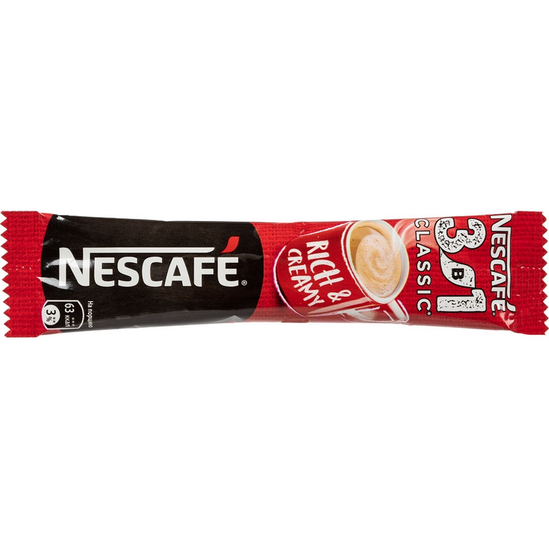Кофе порционный растворимый Nescafe 3 в 1 классический 20 пакетиков по 14.5 г
