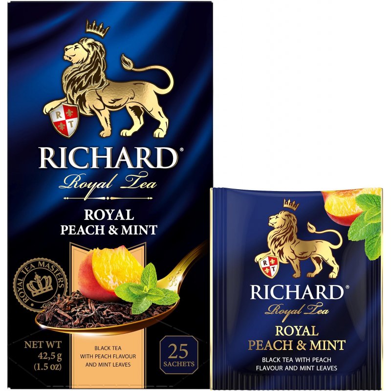 превью Чай Richard Royal Peach & Mint черный с персиком и мятой 25 пакетиков
