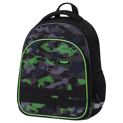 Ранец Berlingo Expert Plus «Black and green» 38×29×15см, 2 отделения, 2 кармана, анатомическая спинка