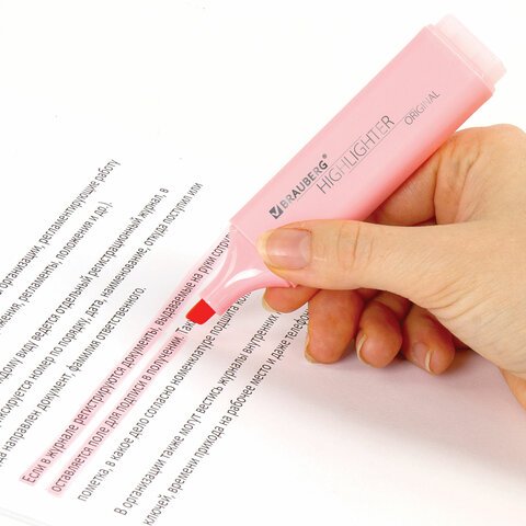Текстовыделитель BRAUBERG «ORIGINAL PASTEL», ПАСТЕЛЬНЫЙ РОЗОВЫЙ, линия 1-5 мм
