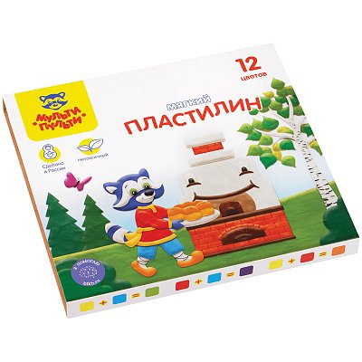 Пластилин Мульти-Пульти «Енот в сказке», 12 цветов, 144г, со стеком, картон