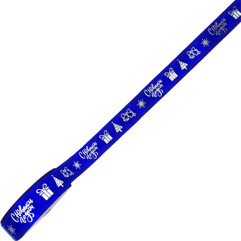 Упаковочная лента новогодняя для декора и подарков25 мм х 5 мСИНЯЯс тиснениемЗОЛОТАЯ СКАЗКА592415