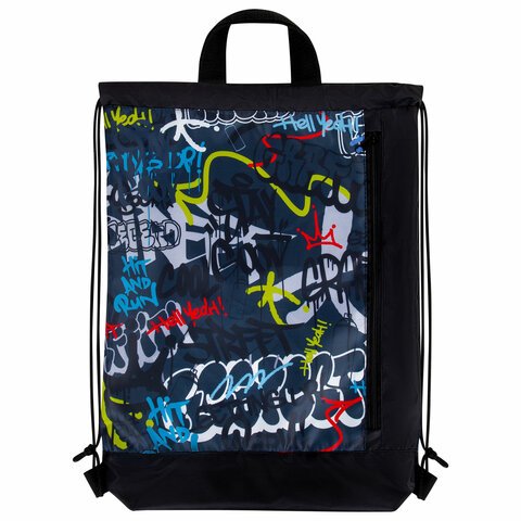 Мешок для обуви ЮНЛАНДИЯ с ручками, боковой карман на молнии, 46×36 см, «Graffiti»