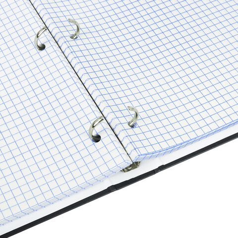 Тетрадь на кольцах БОЛЬШАЯ А4, 215×305 мм, 100 л., твердый картон, клетка, BRAUBERG, «Minimal black»