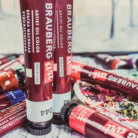 Краски масляные художественные BRAUBERG ART PREMIERE, 24 цвета по 22 мл, профессиональная серия, в тубах