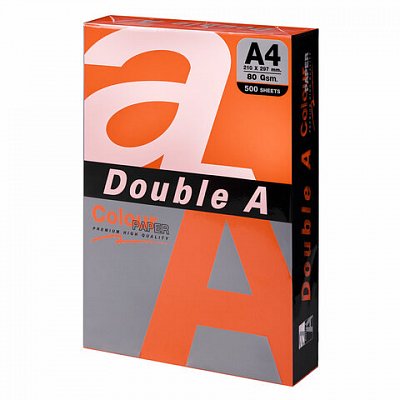 Бумага цветная DOUBLE AА480 г/м2500 линтенсиворанжевая