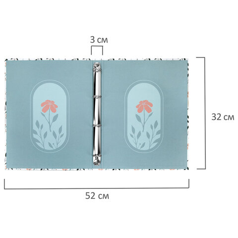 Папка-портфолио универсальная, 4 кольца, 20 файлов, 7БЦ матовая, BRAUBERG «Flowers»